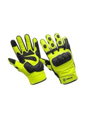 Riding Gloves Motorcycle Leather Protective Knuckles Armor Touchscreen Green